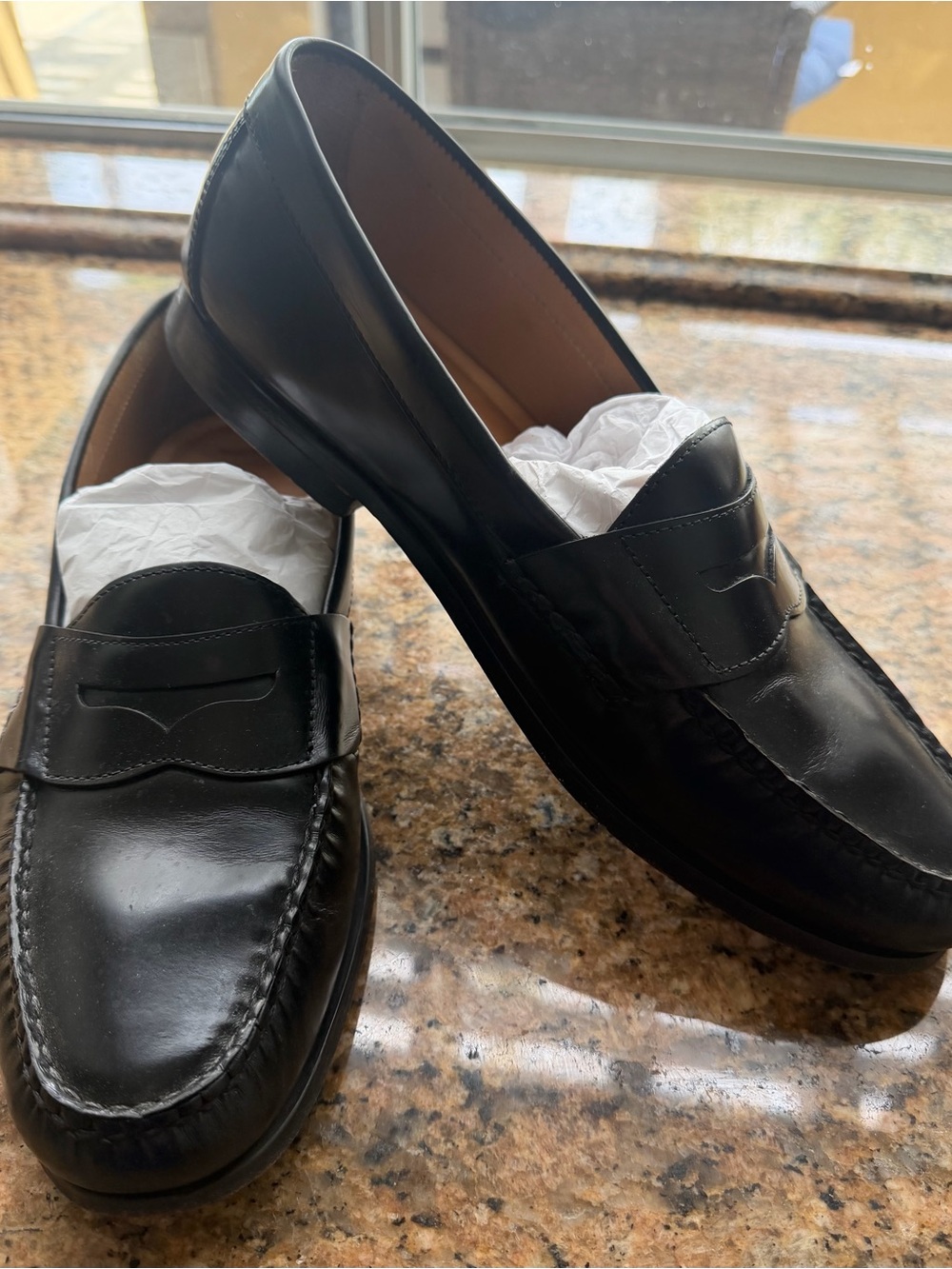 Johnston & Murphy Black Leather Penny Loafers